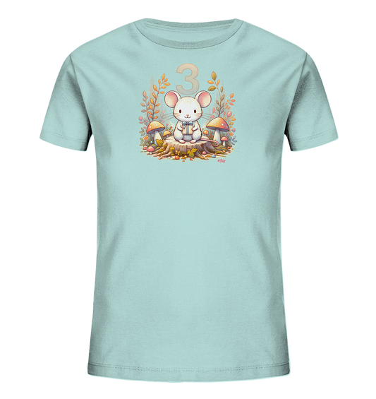 Kinder T-Shirt mit Maus, Geschenk und Zahl 3