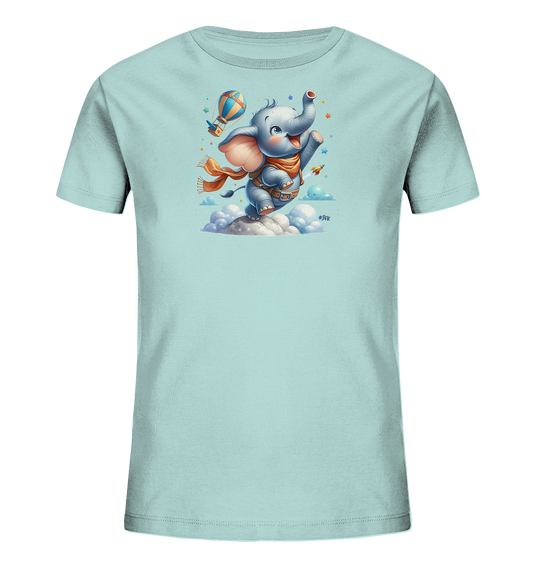 Kinder T-Shirt mit fliegendem Elefant und Ballonrakete