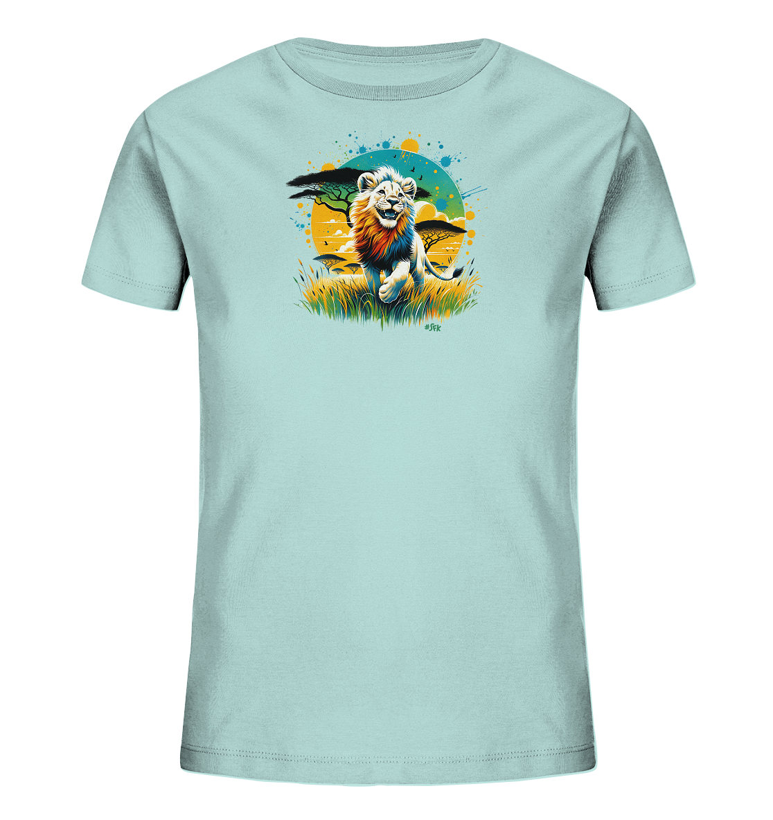 Kinder T-Shirt – Wilder Löwe bunte Mähne