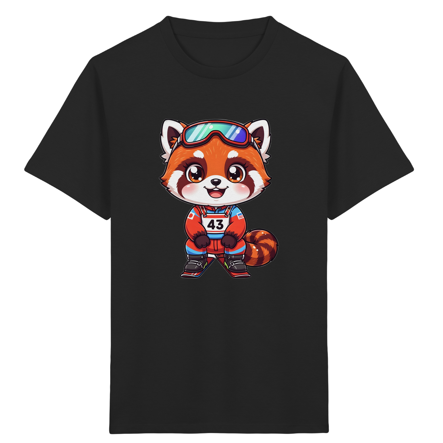 Roter Panda auf Skiern – Kinder Bio-T-Shirt