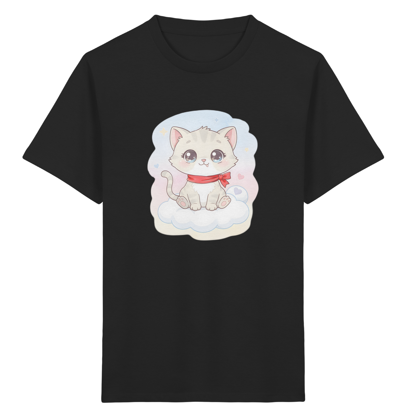 Kinder-T-Shirt mit Katze auf einer Wolke