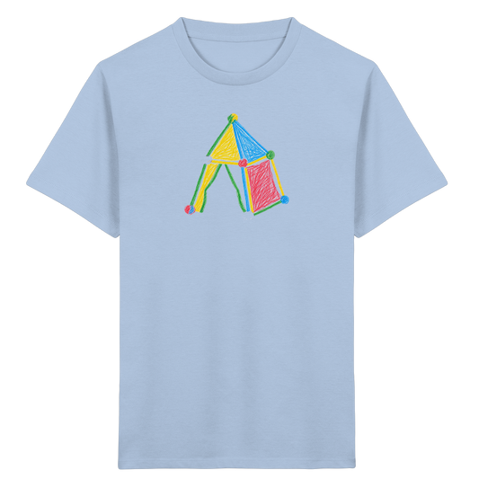 Buntes Farbpunkt Zelt Motiv - Kinder Bio T-Shirt