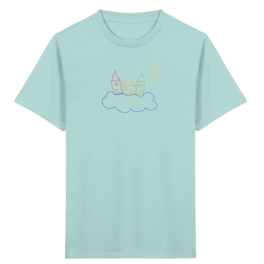 Verspieltes Kinder T-Shirt schwebende Häuser - Kinder Bio T-Shirt