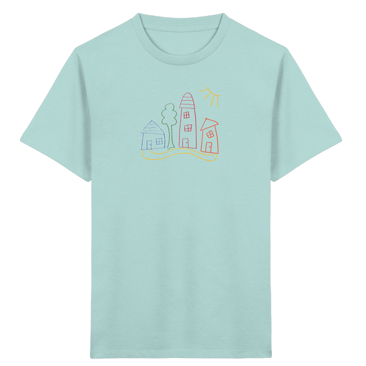 Buntes Dorf T-Shirt für Kinder - Kinder Bio T-Shirt