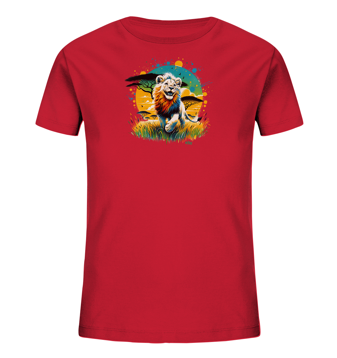 Kinder T-Shirt – Wilder Löwe bunte Mähne