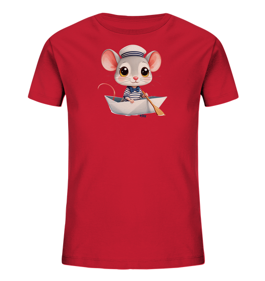 Kinder T-Shirt – Süsser Matrose rudert Papierboot