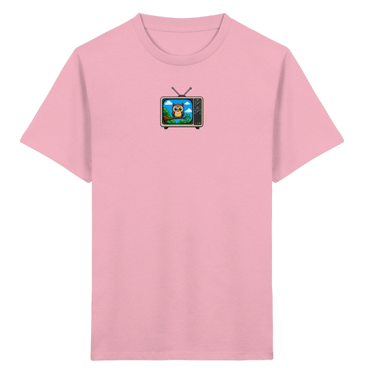 Pixel Eule im Retro-Fernseher Kinder T-Shirt - Kinder Bio T-Shirt