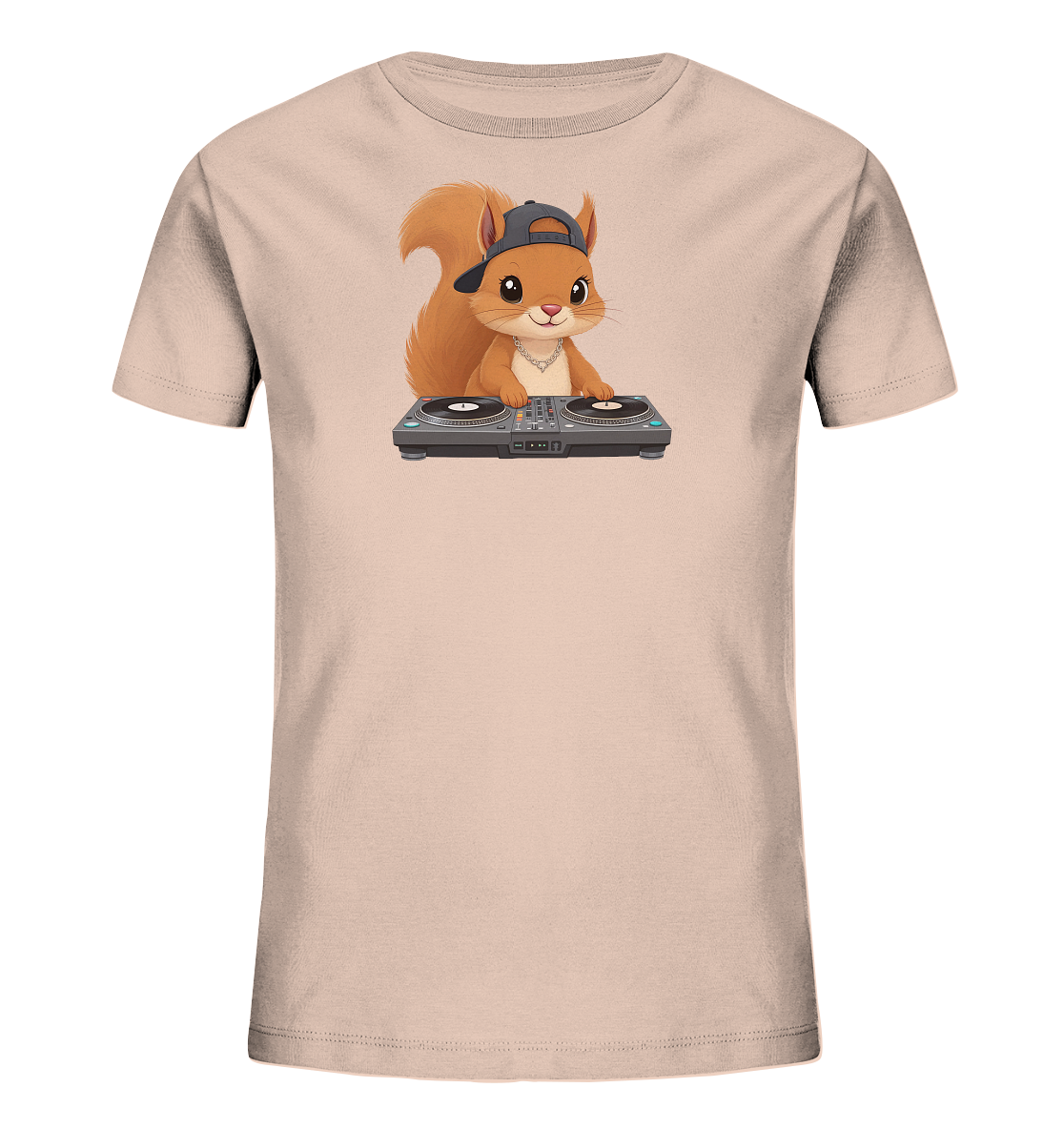 Kinder T-Shirt mit Eichhörnchen als DJ an Plattentellern