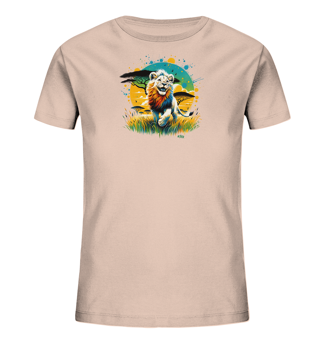 Kinder T-Shirt – Wilder Löwe bunte Mähne
