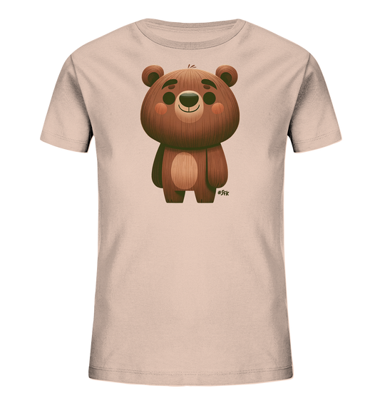 Brauner Bär mit gestreiftem Fell Motiv auf Kinder T-Shirt