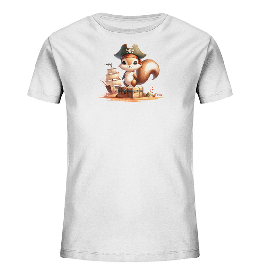 Kinder T-Shirt mit Eichhörnchen als Pirat und Schatztruhe