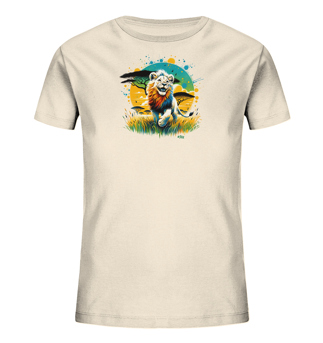 Kinder T-Shirt – Wilder Löwe bunte Mähne