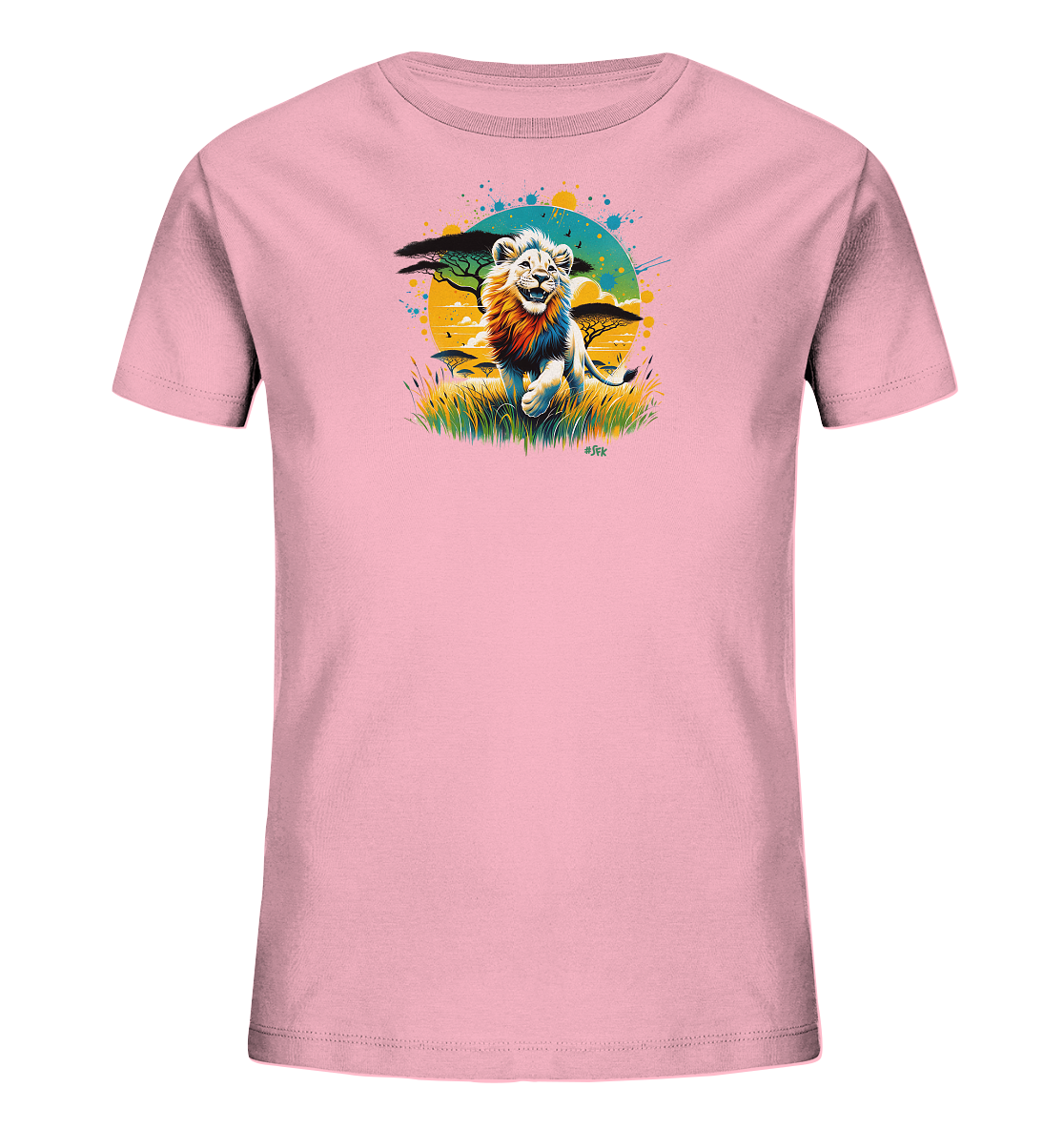 Kinder T-Shirt – Wilder Löwe bunte Mähne