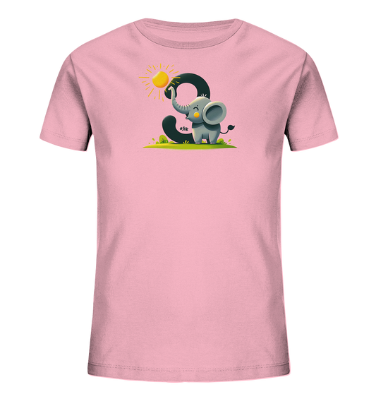 Kinder T-Shirt mit Cartoon-Elefant, Sonne und Zahl 9