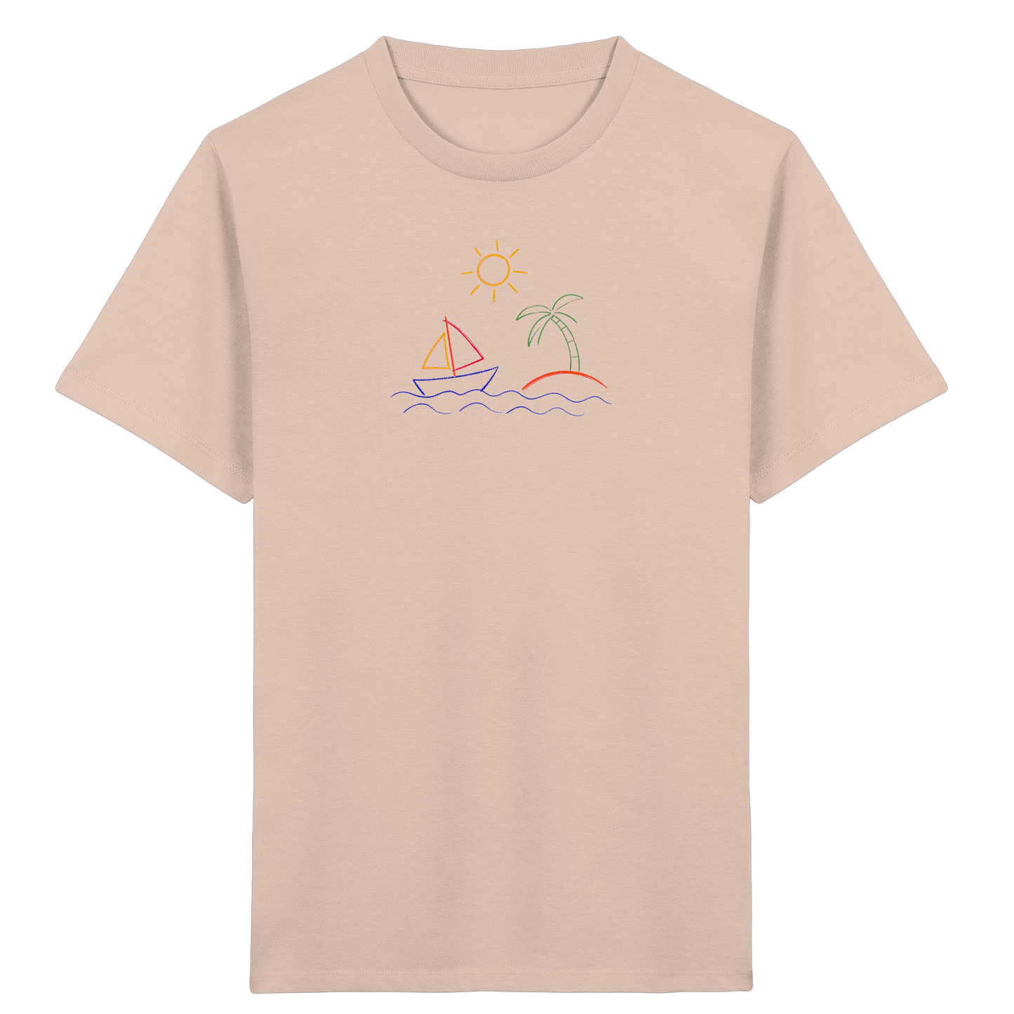 Fröhliches T-Shirt mit Segelboot Motiv - Kinder Bio T-Shirt