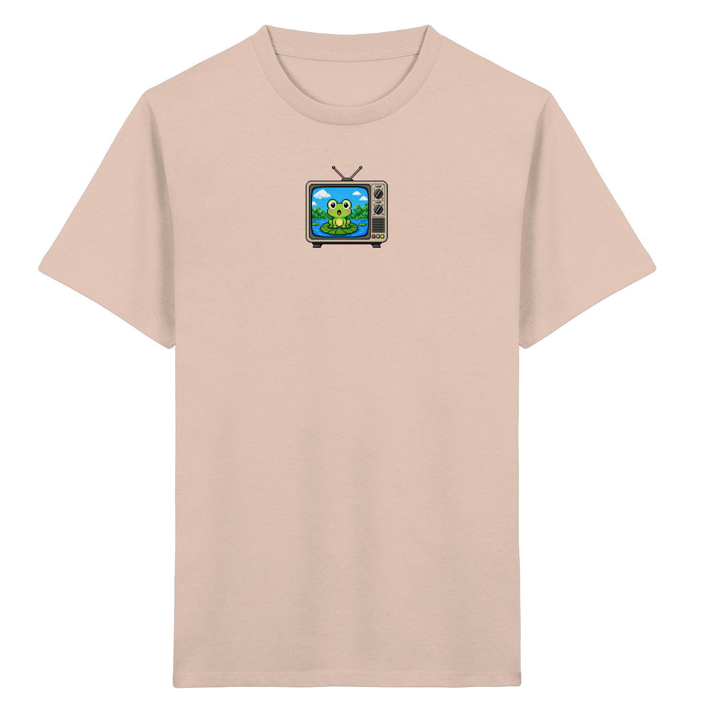 Pixel Frosch im Retro Fernseher - Kinder Bio T-Shirt