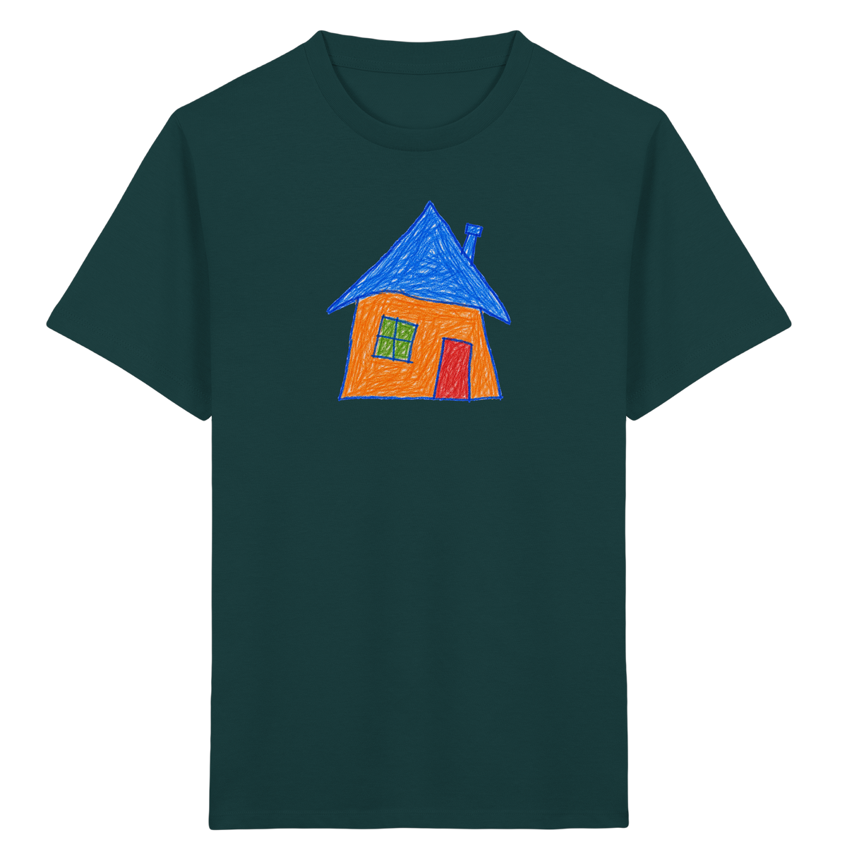 Oranges Haus mit Schornstein - Kinder Bio T-Shirt