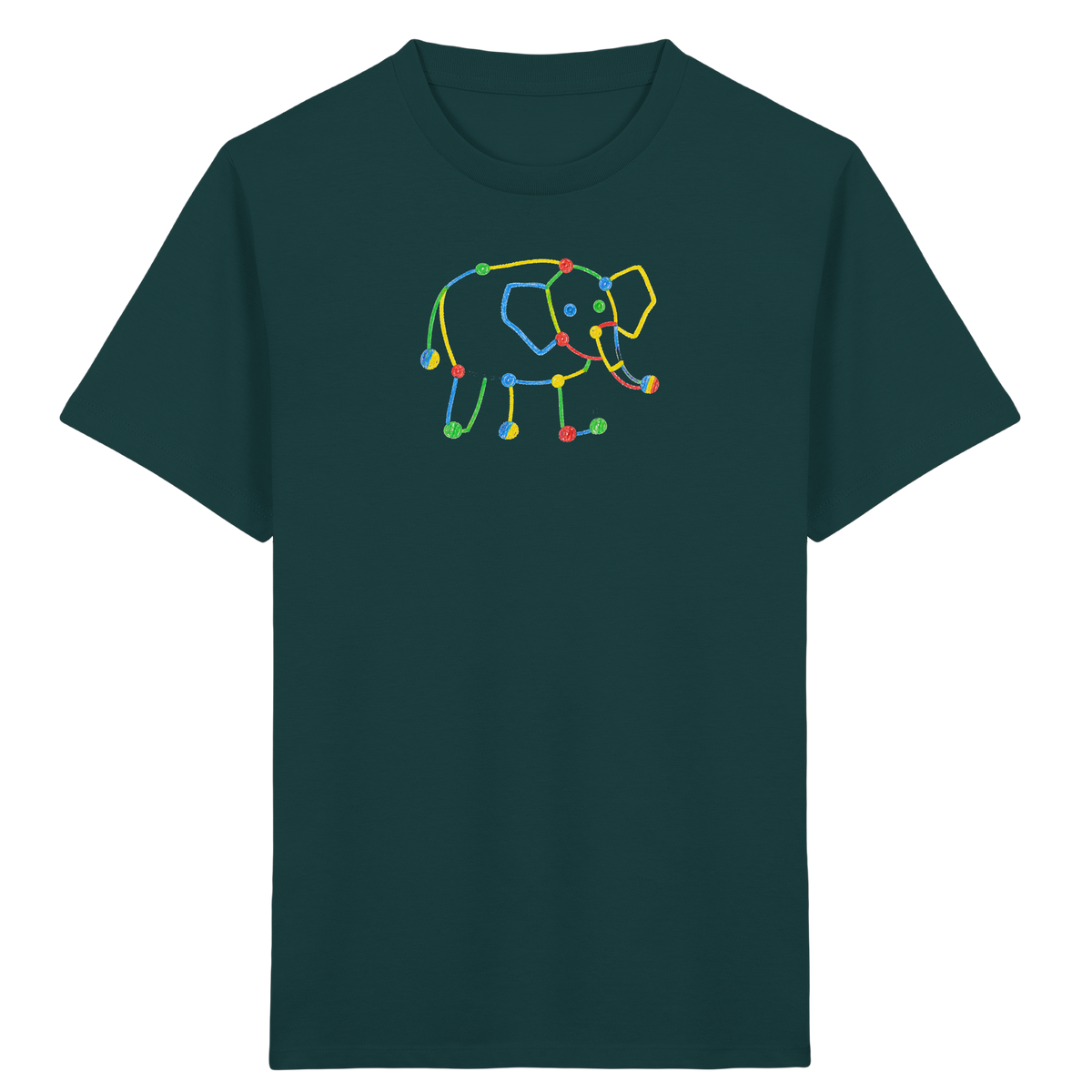 Farbpunkt Elefant Kinderzeichnung - Kinder Bio T-Shirt