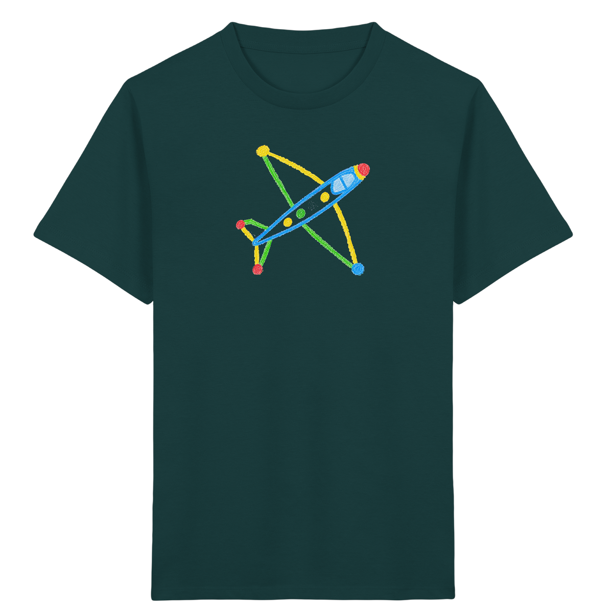 Buntes Flugzeug mit Farbpunkten - Kinder Bio T-Shirt