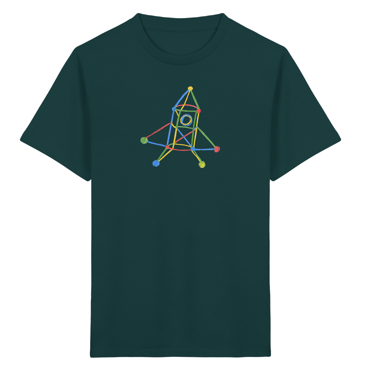 Bunte Rakete mit Farbpunkten - Kinder Bio T-Shirt