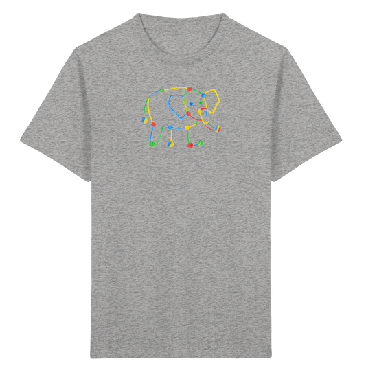 Farbpunkt Elefant Kinderzeichnung - Kinder Bio T-Shirt