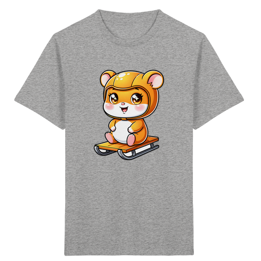 Kinder-T-Shirt mit Hamster auf einem Schlitten