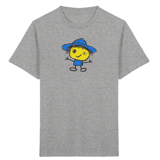 Kritzelkopf mit blauem Regenhut - Kinder Bio T-Shirt