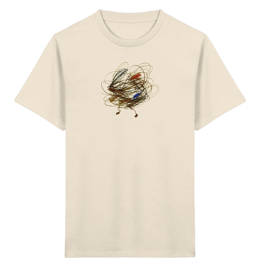 Natural-Raw Kinder Bio T-Shirt mit abstraktem Vogel-Motiv