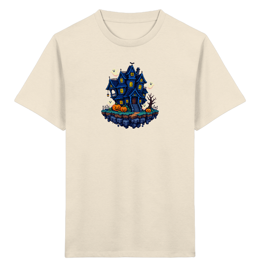 Magisches Pixel Geisterhaus Halloween T-Shirt - Kinder Bio T-Shirt