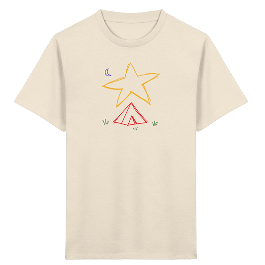 Abenteuerliches Zelt unter Sternenhimmel T-Shirt - Kinder Bio T-Shirt