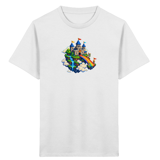 Magische Märchenburg im Pixel Art Design - Kinder Bio T-Shirt