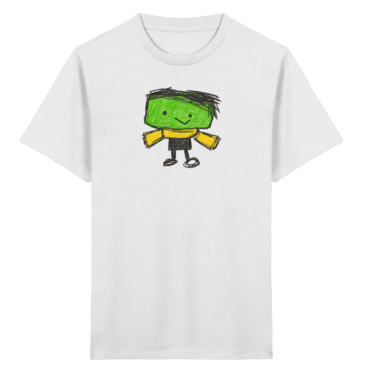 Kritzelkopf mit gelbem Schal - Kinder Bio T-Shirt