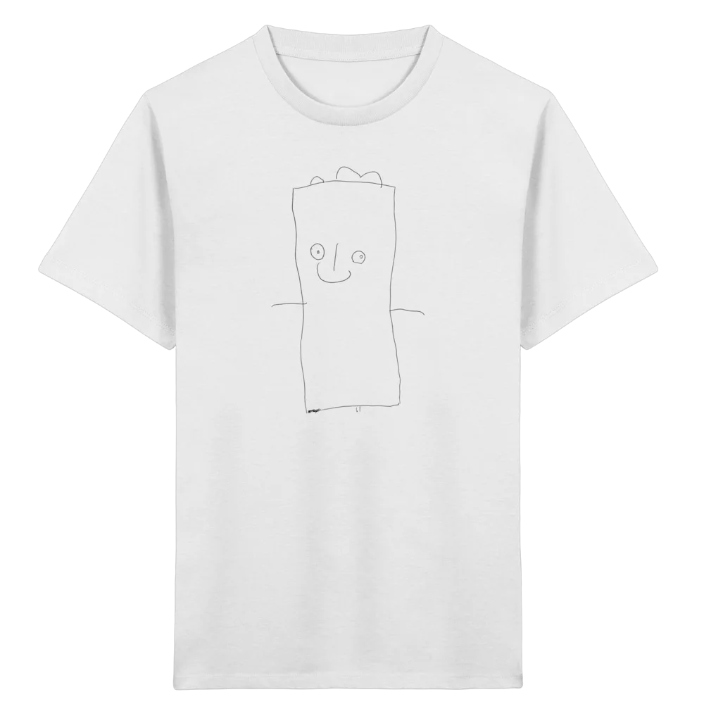 Dieselbe Kinderzeichnung sauber auf einem T-Shirt