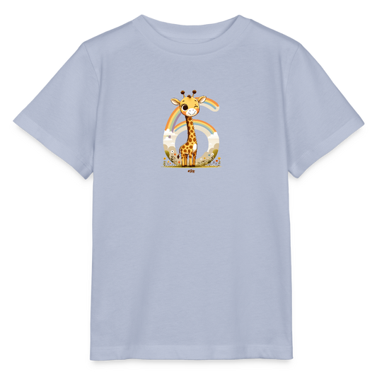T-Shirt zum 6. Geburtstag - Giraffe - Kinder Bio-T-Shirt - Lavendel-Violett
