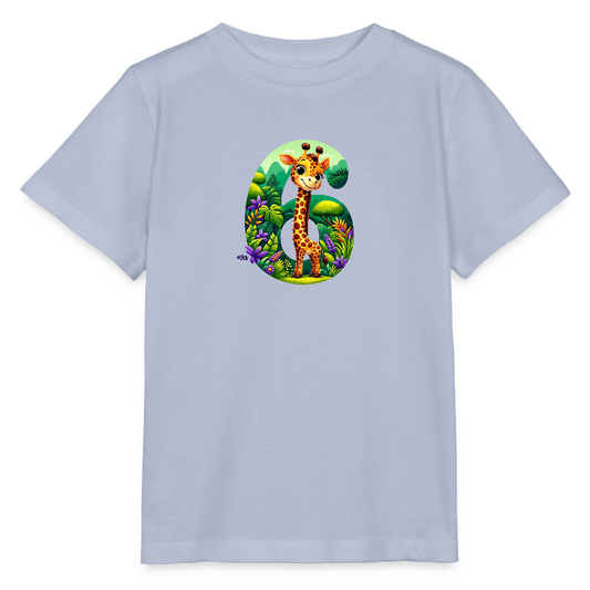 T-Shirt zum 6. Geburtstag - Giraffe - Kinder Bio-T-Shirt - Lavendel-Violett