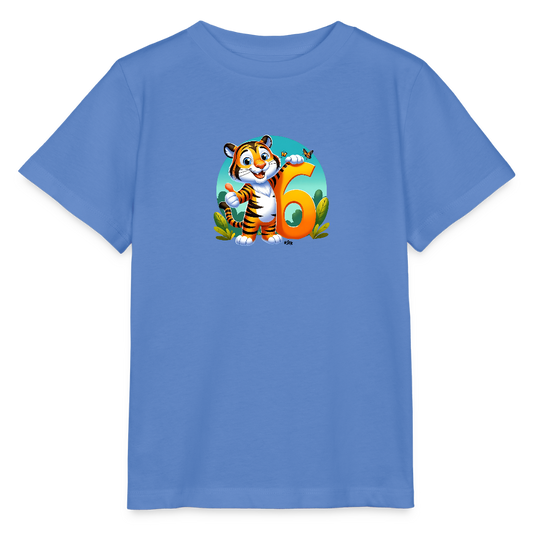 T-Shirt zum 6. Geburtstag - Tiger - Kinder Bio-T-Shirt - Blau