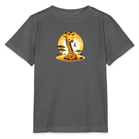 T-Shirt zum 6. Geburtstag - Giraffe - Kinder Bio-T-Shirt - Anthrazit