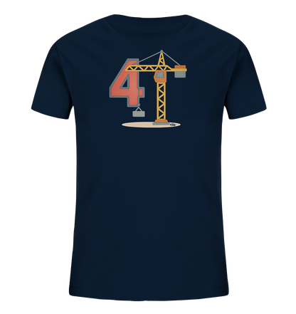 Kinder-T-Shirt mit Zahl 4 und Baukran