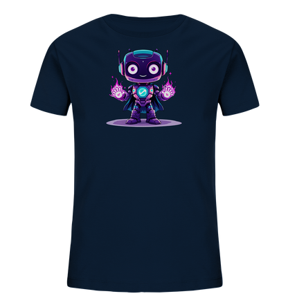 Onlineshop Shirts für Kinder - Das Bild zeigt die Vorderseite eines weißen oder cremefarbenen Kinder-T-Shirts. In der Mitte des Shirts befindet sich eine große, bunte Grafik, die einen Regenbogen mit leuchtenden Farben darstellt. Über dem Regenbogen sind weiße Wolken und gelbe Sterne zu sehen, während darunter blaue Regentropfen fallen. Das Design ist schlicht und freundlich gestaltet, ideal für Kindermode.