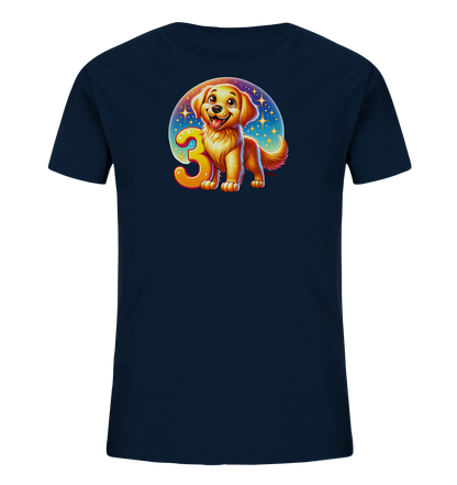 Kinder T-Shirt mit Hundewelpe und großer Zahl 3