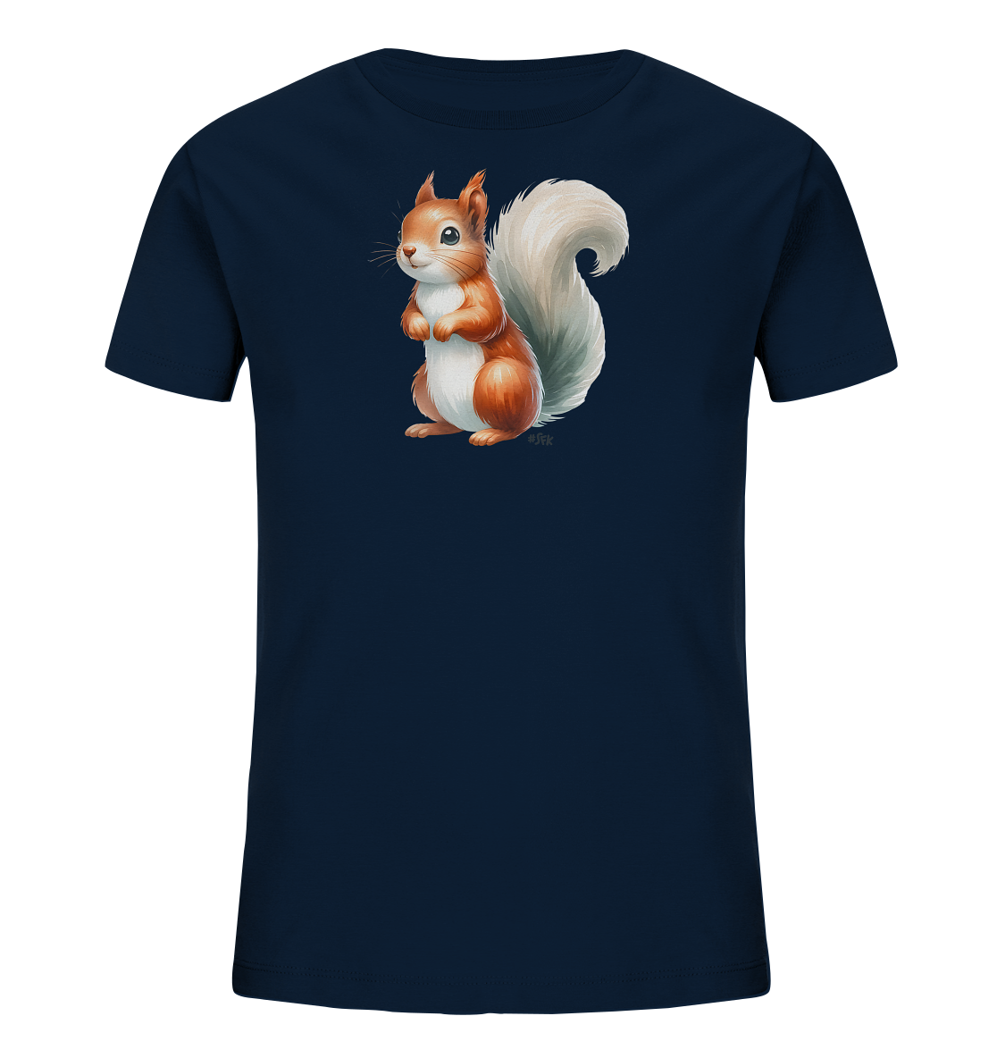 Aufrecht stehendes Eichhörnchen Motiv auf Kinder T-Shirt