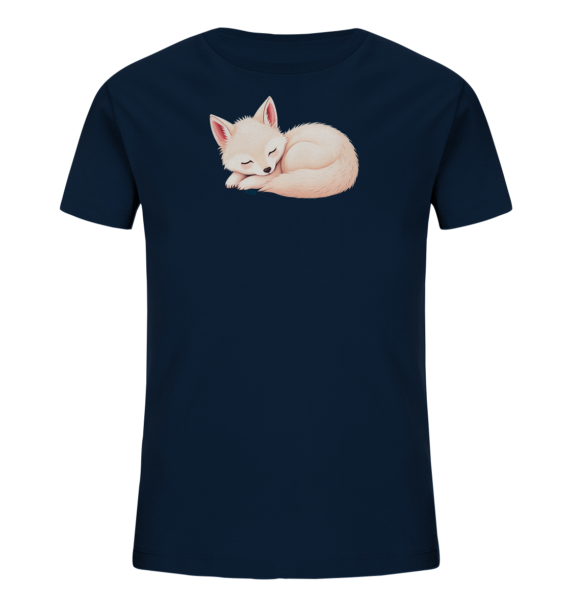 Kinder T-Shirt mit ein zusammengerollter schlafender Fuchs mit geschlossenen Augen