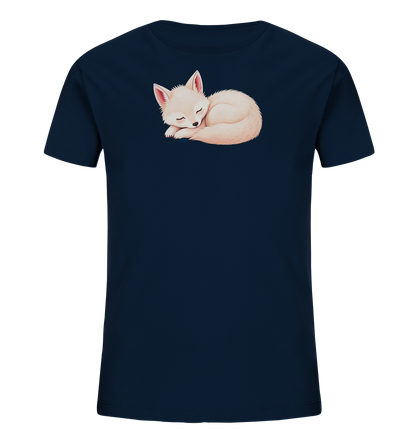 Kinder T-Shirt mit ein zusammengerollter schlafender Fuchs mit geschlossenen Augen