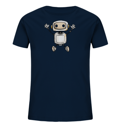 Kinder T-Shirt Roboter beim Freudensprung - Kinder Bio T-Shirt