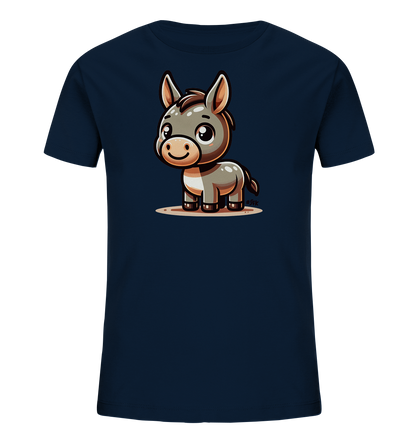 Kinder T-Shirt mit freundlichem Cartoon-Esel, großen Augen und langen Ohren