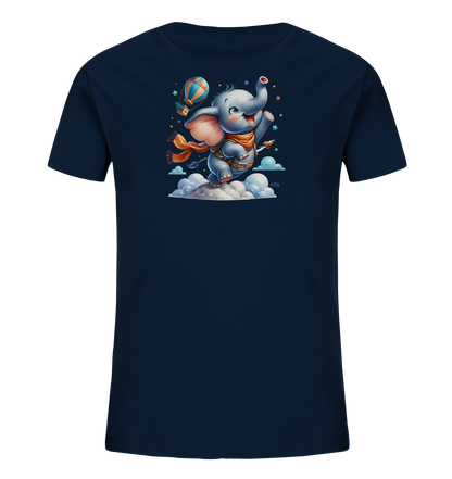 Kinder T-Shirt mit fliegendem Elefant und Ballonrakete