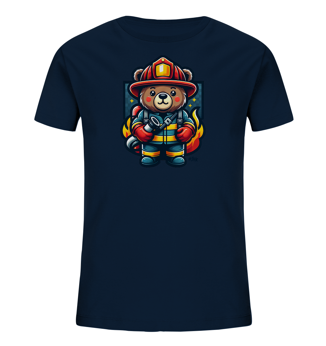 Kinder-T-Shirt mit Bär in Feuerwehrmontur