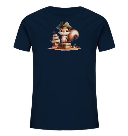 Kinder T-Shirt mit Eichhörnchen als Pirat und Schatztruhe