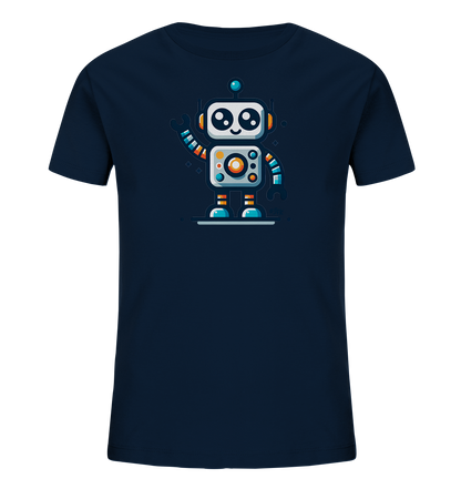 Kinder-T-Shirt mit winkendem buntem Roboter