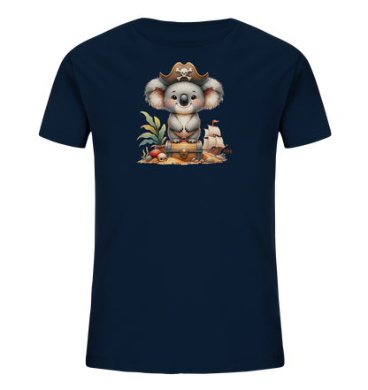 Kinder T-Shirt mit ein Koala mit Piratenhut auf einer Schatzkiste